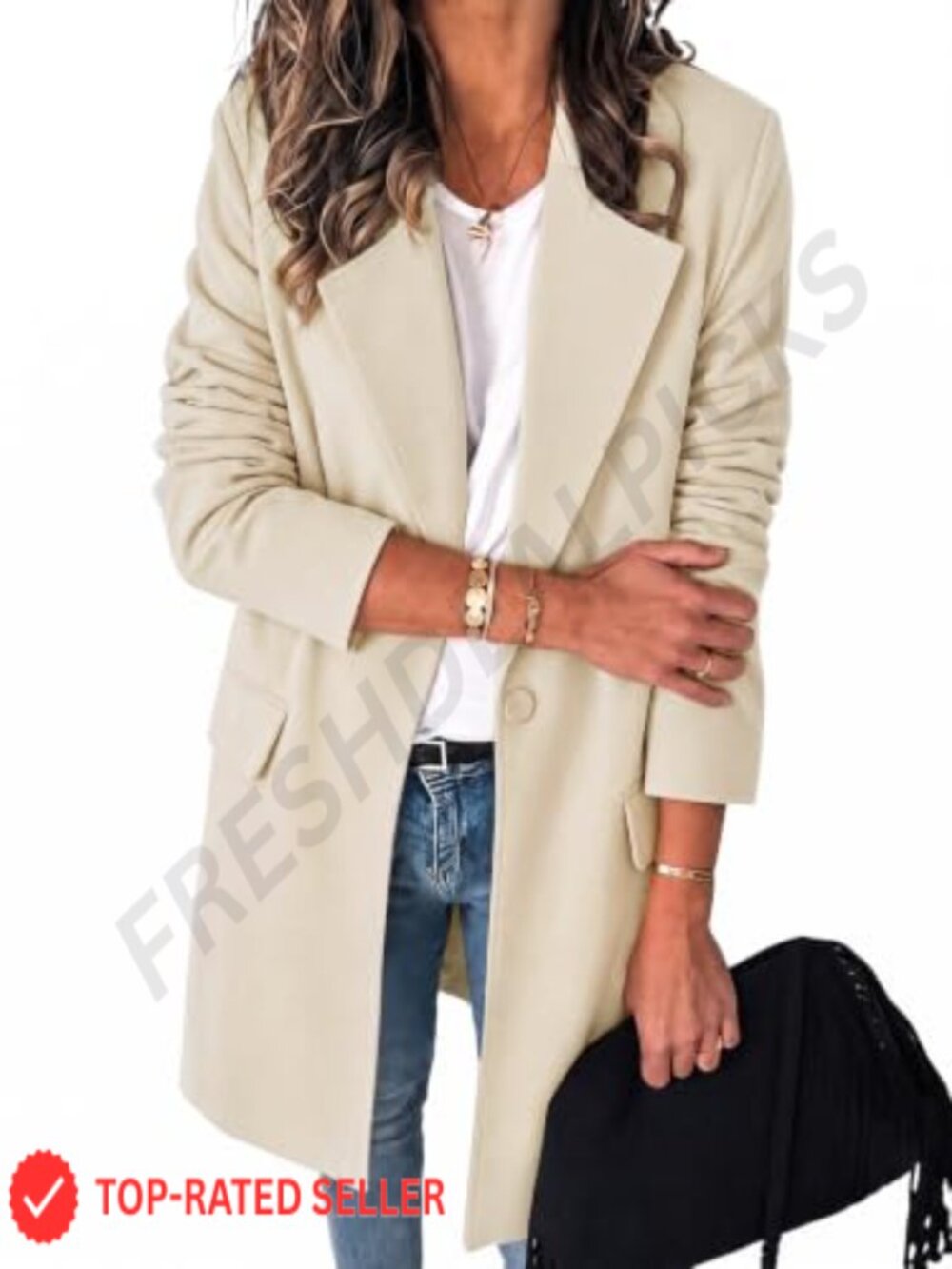 Womens Long Blazer Open Front Lapel Suit Jacket Business Casual